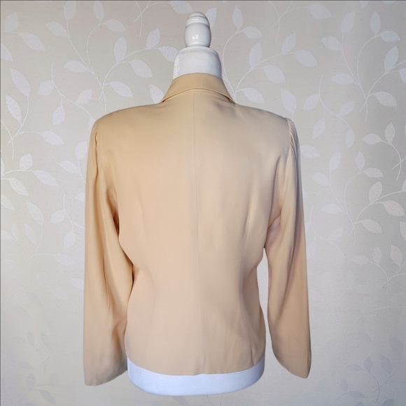 Vintage Bow Tie Detail Lightweight Blazer Jacket Pastel Equator Apricot Nude S - Picture 10 of 15